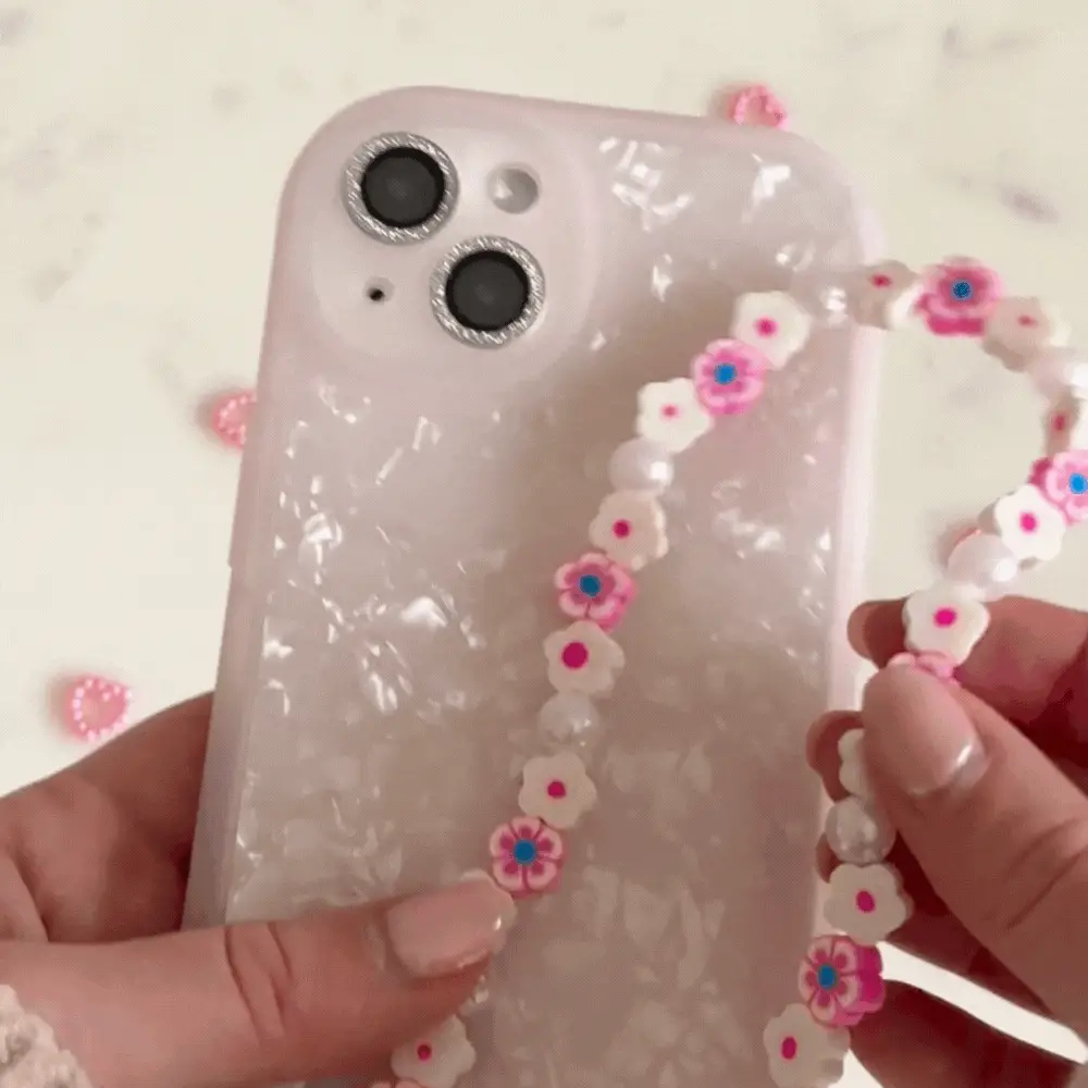 Beaded Phone Strap - Flowers & Pearls - Image 5