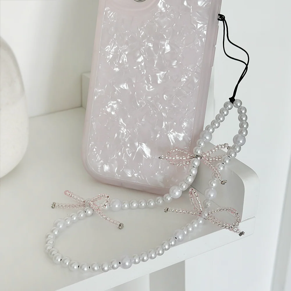 Beaded Phone Strap - Mini Cute Pearl Bows - Image 4