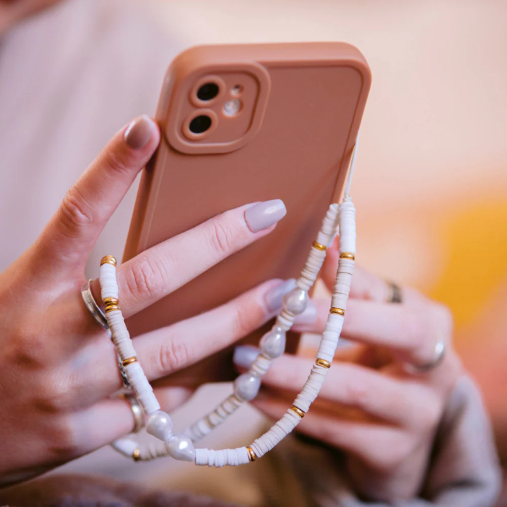 Beaded Phone Strap - Nude & Pearl - Image 7
