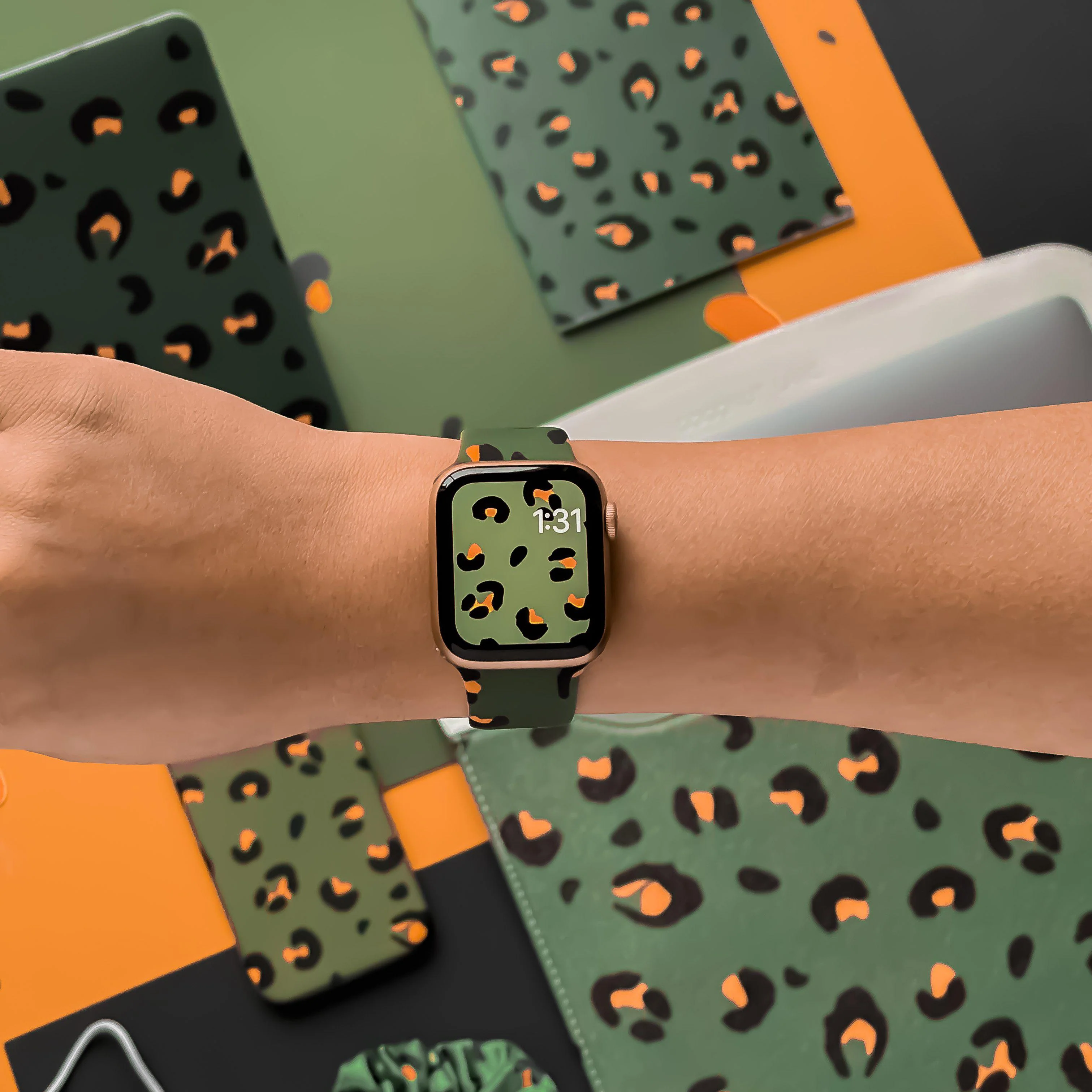 Khaki Leopard Apple Watch Strap - Image 6