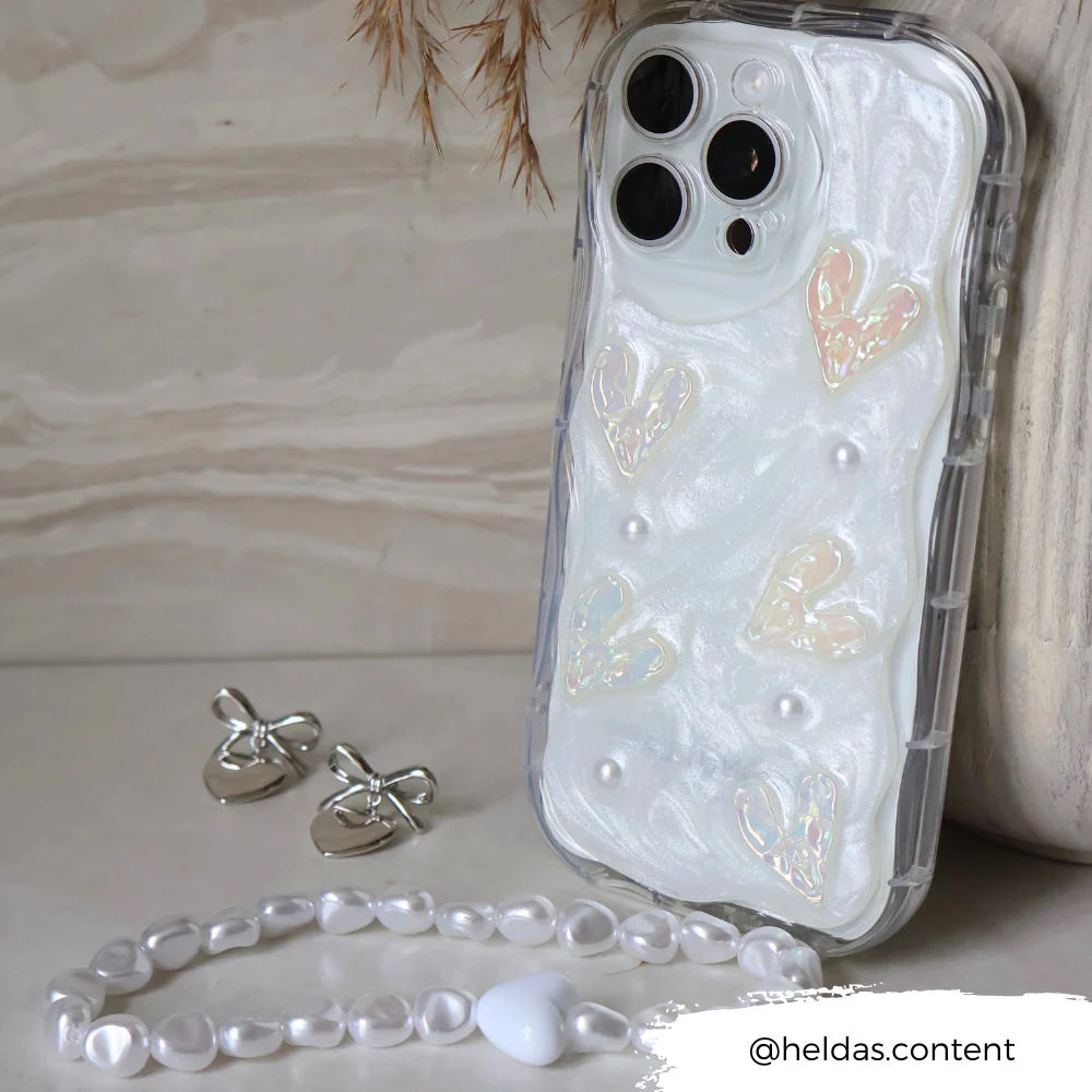 Pearly Hearts Phone Case - Clear - Image 15