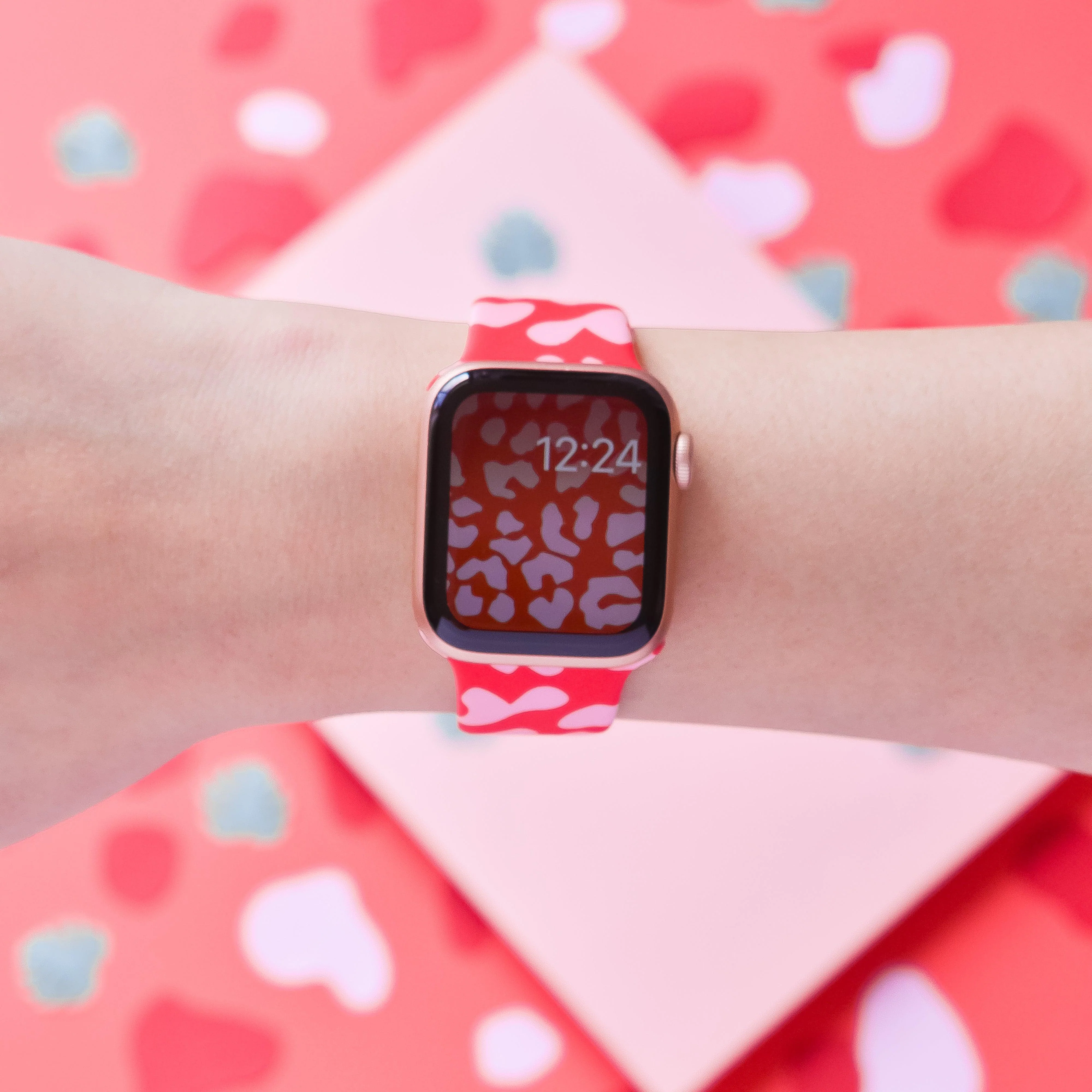 Red & Pink Leopard Apple Watch Strap - Image 5
