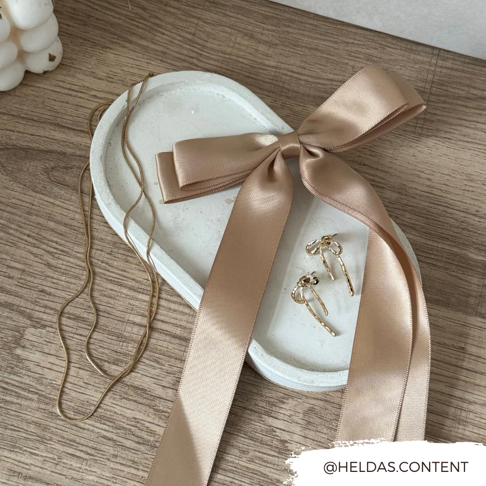 Ribbon Bow Clip - Caramel Nude - Image 3