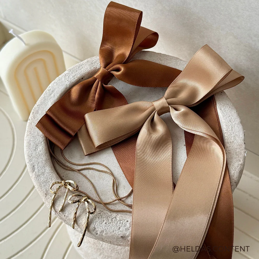 Ribbon Bow Clip - Caramel Nude - Image 5