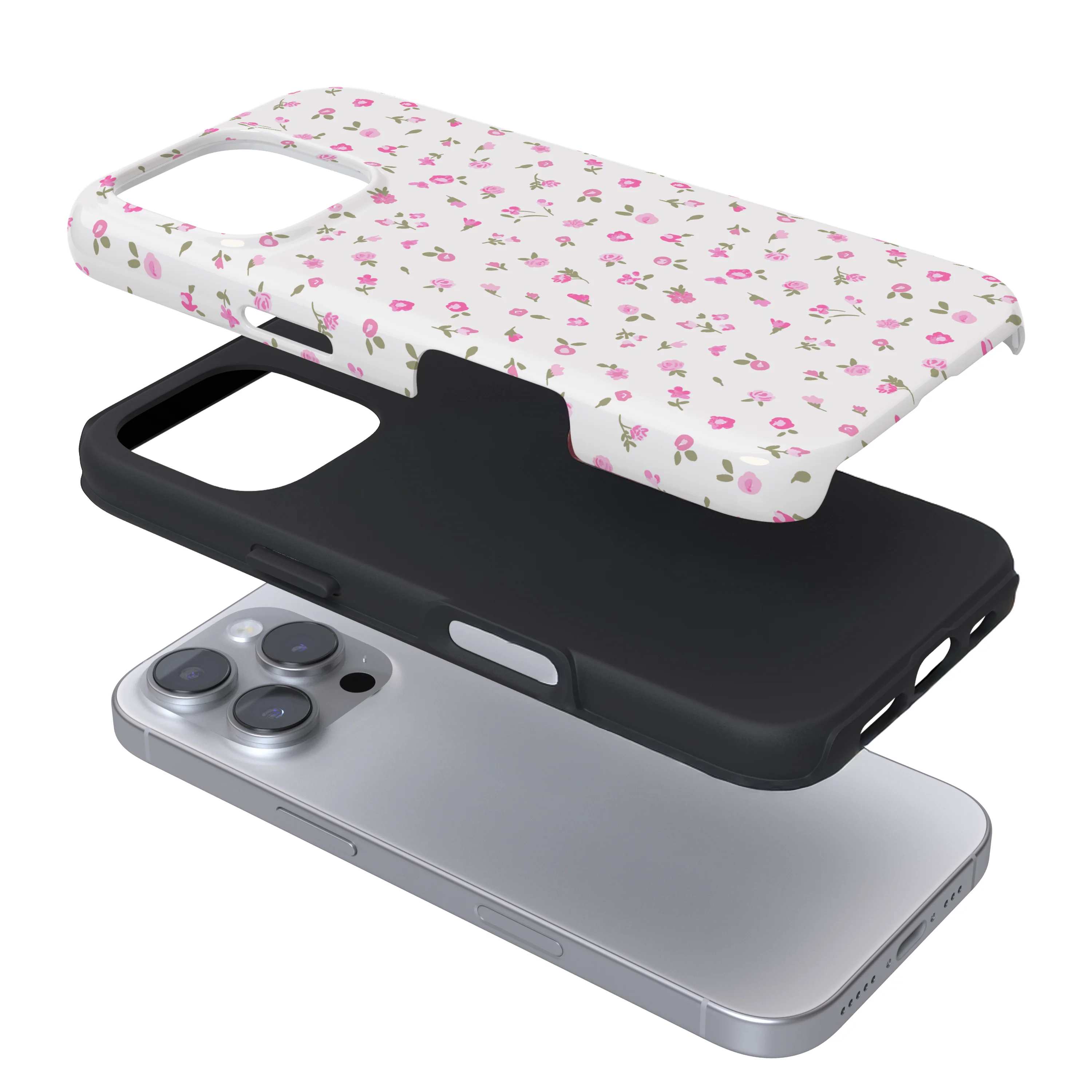 Tough Phone Case - Pink Watercolour Flowers - Image 3