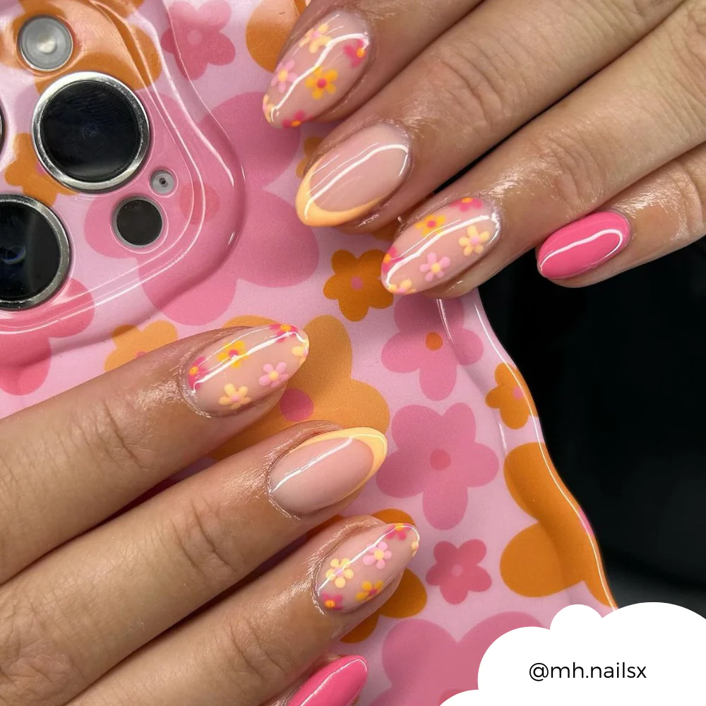 Wavy Phone Case - Pink & Orange Bloom - Image 12