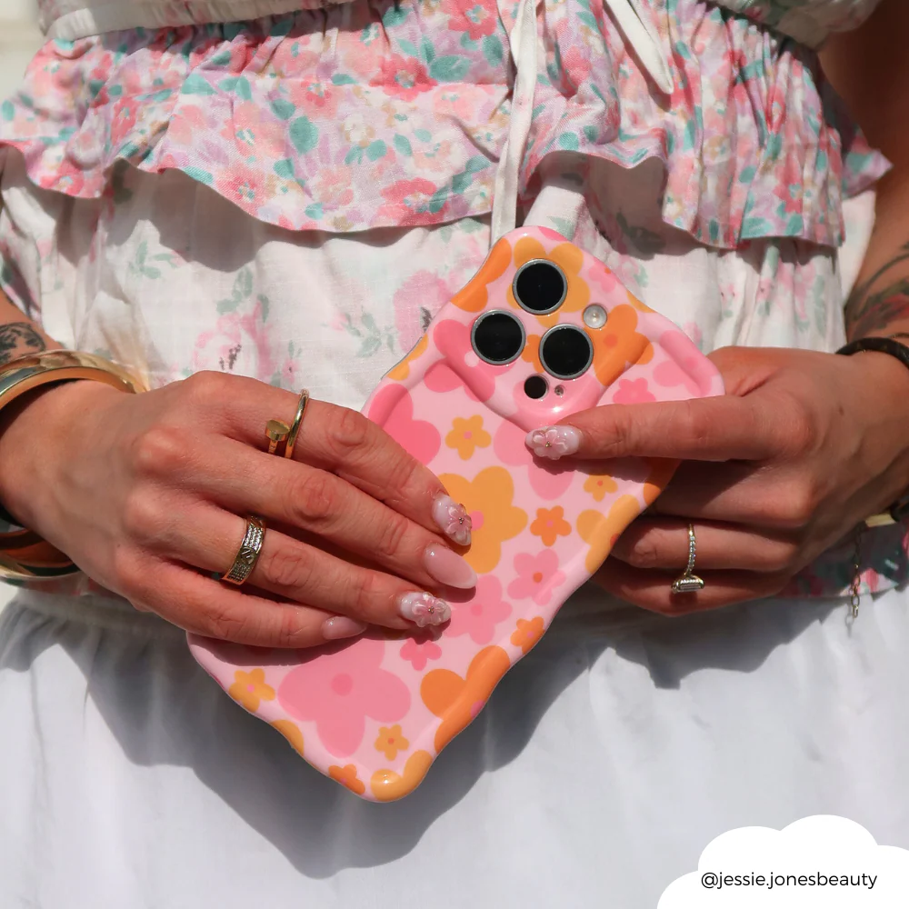 Wavy Phone Case - Pink & Orange Bloom - Image 6