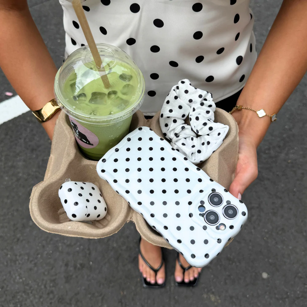 Wavy Phone Case - White Polka Dot - Image 11